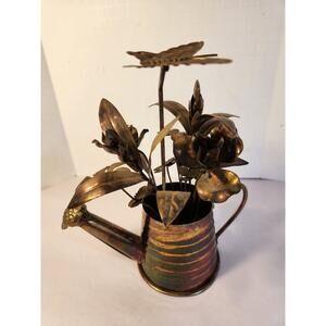 Music Box Brass/Copper? Metal Watering Can Flowers & Butterfly Berkeley Designs